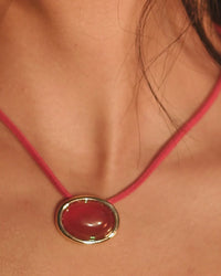 Sunset Stone Cord Necklace- Red view 2