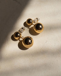 Double Ball Earrings- Gold View 3