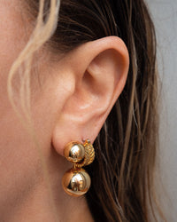 Double Ball Earrings- Gold View 2