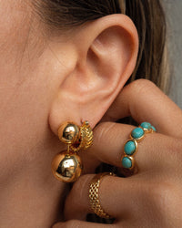 Double Ball Earrings- Gold View 6