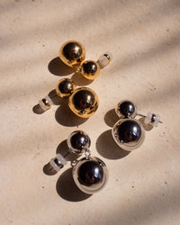 Double Ball Earrings- Silver View 3