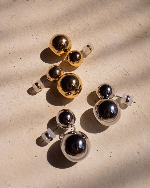 Double Ball Earrings- Gold (Ships Mid November) | Luv Aj