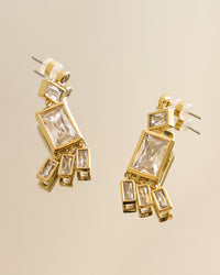 Baguette Shaker Statement Studs- Gold View 6