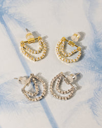 Baguette Hanging Chain Studs- Gold View 4