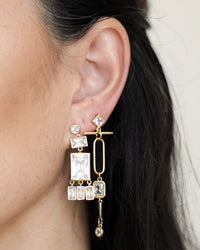 Baguette Shaker Statement Studs- Gold View 5