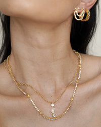 Checkerboard Pave Hoops- Gold View 4