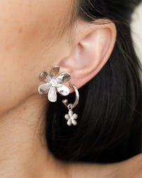 Diamonte Daisy Hoops- Silver View 4