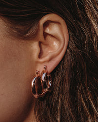 Baby Amalfi Tube Hoops- Rose Gold View 2
