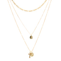 Isidore Cross Charm Necklace- Gold View 1