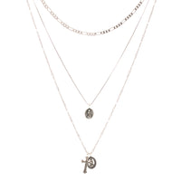 Isidore Cross Charm Necklace- Silver View 1