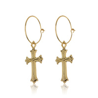 Isidore Cross Hoops- Gold View 1