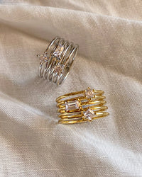 Triple Stone Stack Ring- Silver View 4