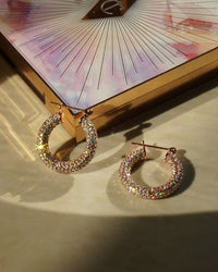 Pave Baby Amalfi Hoops- Rose Gold- Rainbow Crystal View 2