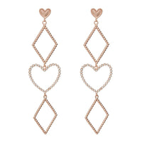 Dotted Heart Statement Earrings- Rose Gold
