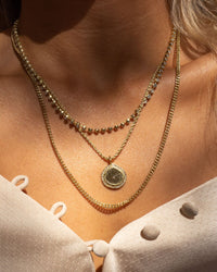Pave Coin Charm Necklace- Rose Gold View 2