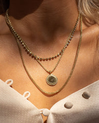 Pave Coin Charm Necklace- Rose Gold view 2