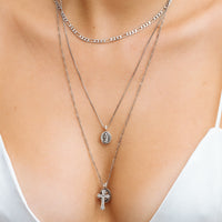 Isidore Cross Charm Necklace- Silver View 2