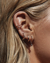Evil Eye Hoop Huggies- Rose Gold View 4
