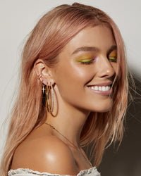 Triple Pave Hoops- Rose Gold View 2