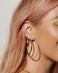 Triple Pave Hoops- Silver View 4