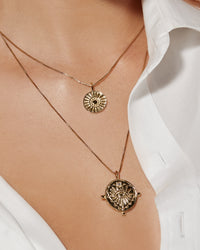 Evil Eye Double Coin Necklace- Gold View 5