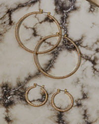 Triple Pave Hoops- Rose Gold View 3