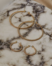 Triple Pave Hoops- Gold View 4