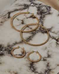 Mini Triple Pave Hoops- Gold View 4