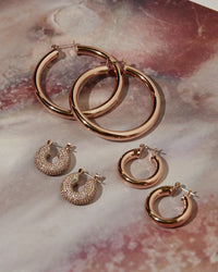Baby Amalfi Tube Hoops- Rose Gold View 6