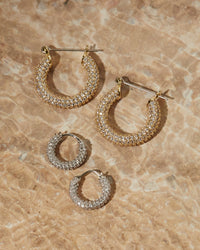 Pave Baby Amalfi Hoops- Gold View 9