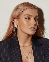 Mini Triple Pave Hoops- Silver View 3