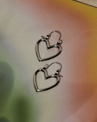 Mini Heartbreaker Hoops- Silver View 2