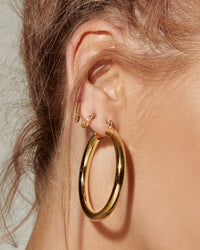 Louis Vuitton Brass , Gold plated and Black Hoop Pierced Earrings 2 Hoops