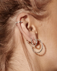 Curb Link Hoops- Silver View 4