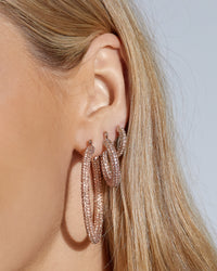 Pave Baby Amalfi Hoops- Rose Gold- Light Peach View 3
