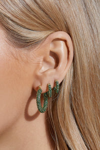 Pave Baby Amalfi Hoops- Gold- Emerald View 3