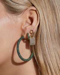Pave Amalfi Hoops- Gold- Emerald View 2