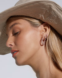 Pave Baby Amalfi Hoops- Rose Gold- Light Peach View 6