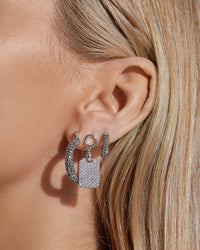 Pave Dogtag Studs- Silver View 2