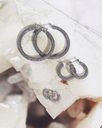 Pave Amalfi Hoops- Silver- Black Diamond View 5