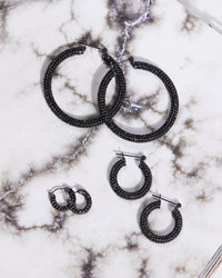Pave Amalfi Hoops- Gunmetal- Jet View 3