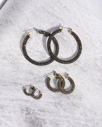 Pave Amalfi Huggies- Gold- Jet View 3