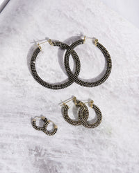 Pave Amalfi Hoops- Gold- Jet View 4