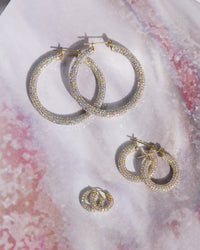 Pave Baby Amalfi Hoops- Gold- Rainbow Crystal View 3