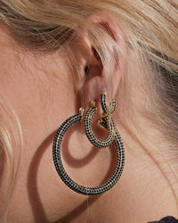 Pave Amalfi Huggies- Gold- Jet View 2