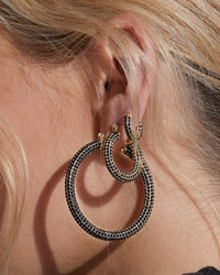 Pave Baby Amalfi Hoops- Gold- Jet View 3
