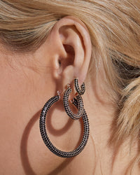 Pave Amalfi Hoops- Rose Gold- Jet View 2