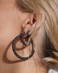 Pave Amalfi Hoops- Gunmetal- Jet View 2