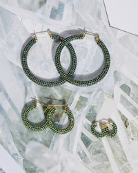 Pave Baby Amalfi Hoops- Gold- Emerald View 4