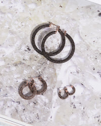 Pave Amalfi Huggies- Rose Gold- Jet View 3